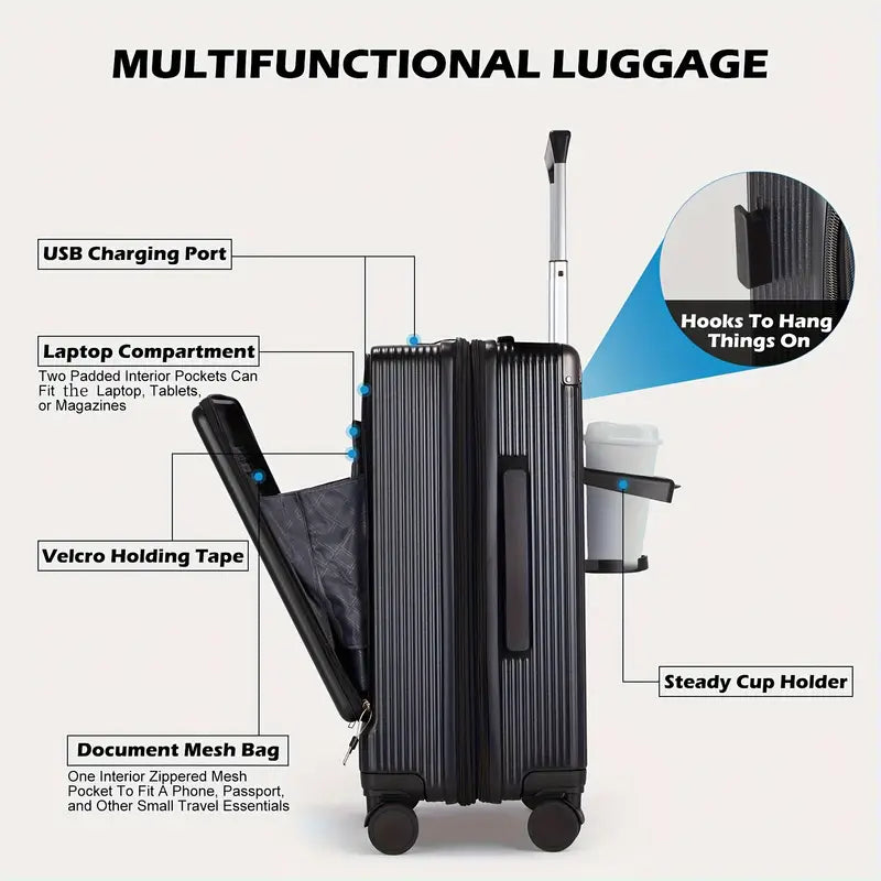 Valléx TravelMate – Koffer met USB & Voorklep