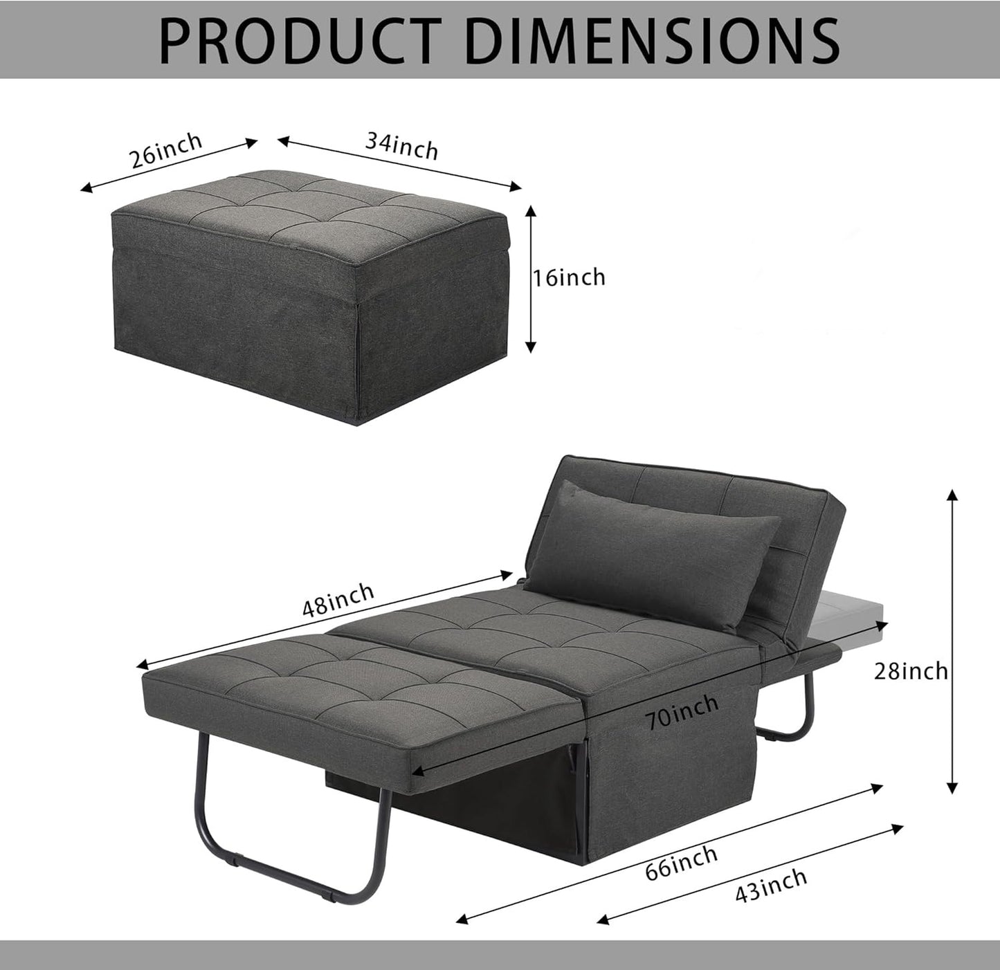 ✨ FlexiLounge 4-in-1 Convertible Sofa Bed ✨